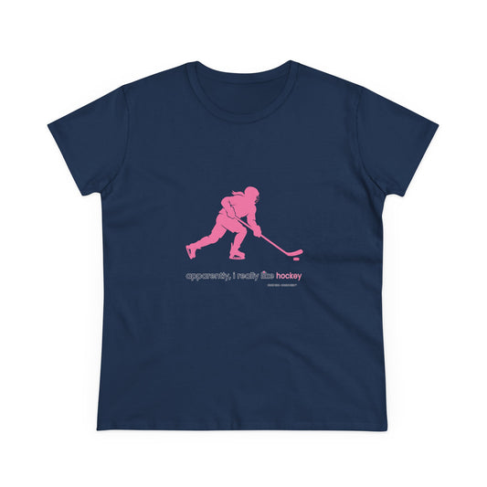apparently, i really like hockey (pink) - Hockey T shirt