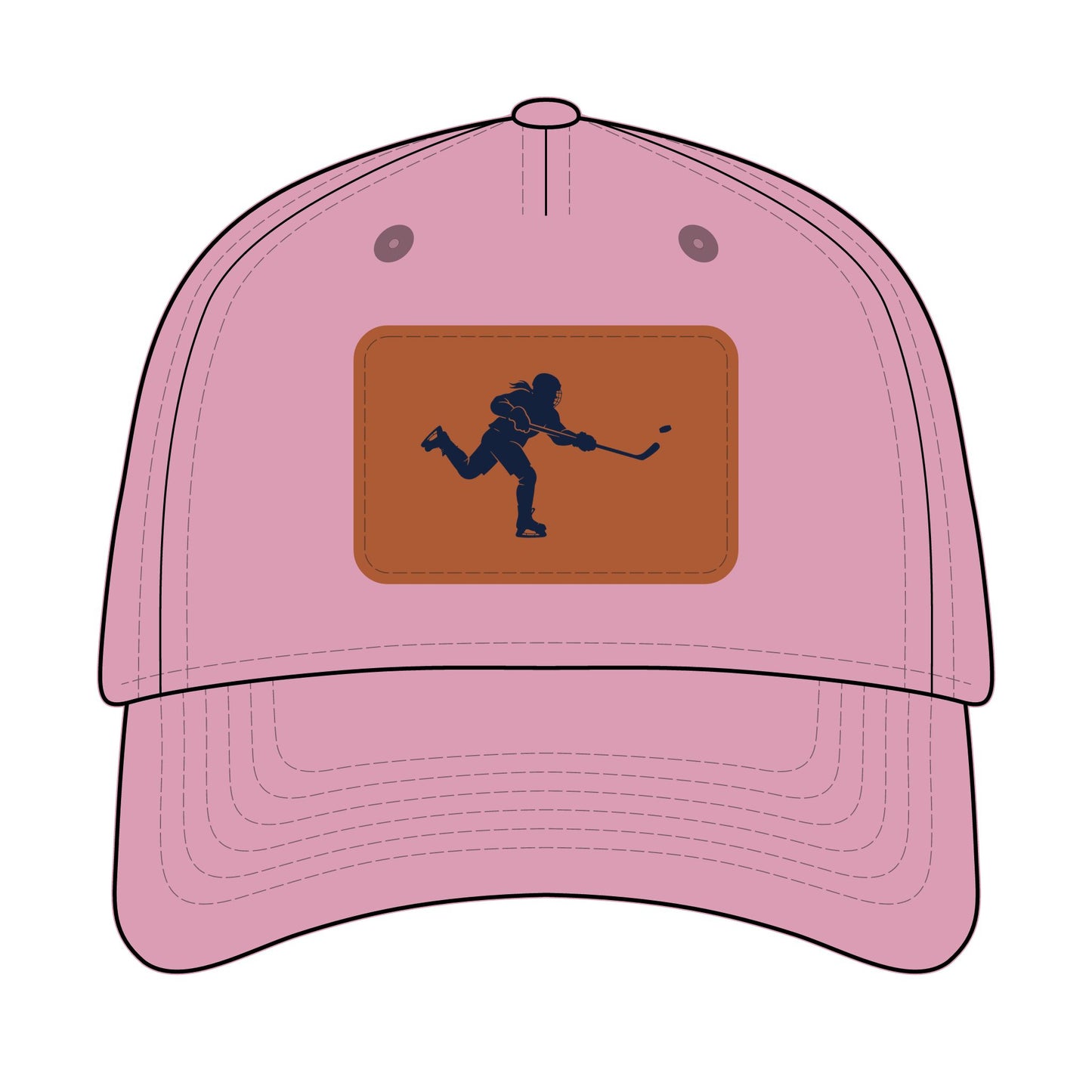 Hockey Chick Baseball Cap with Leather Patch