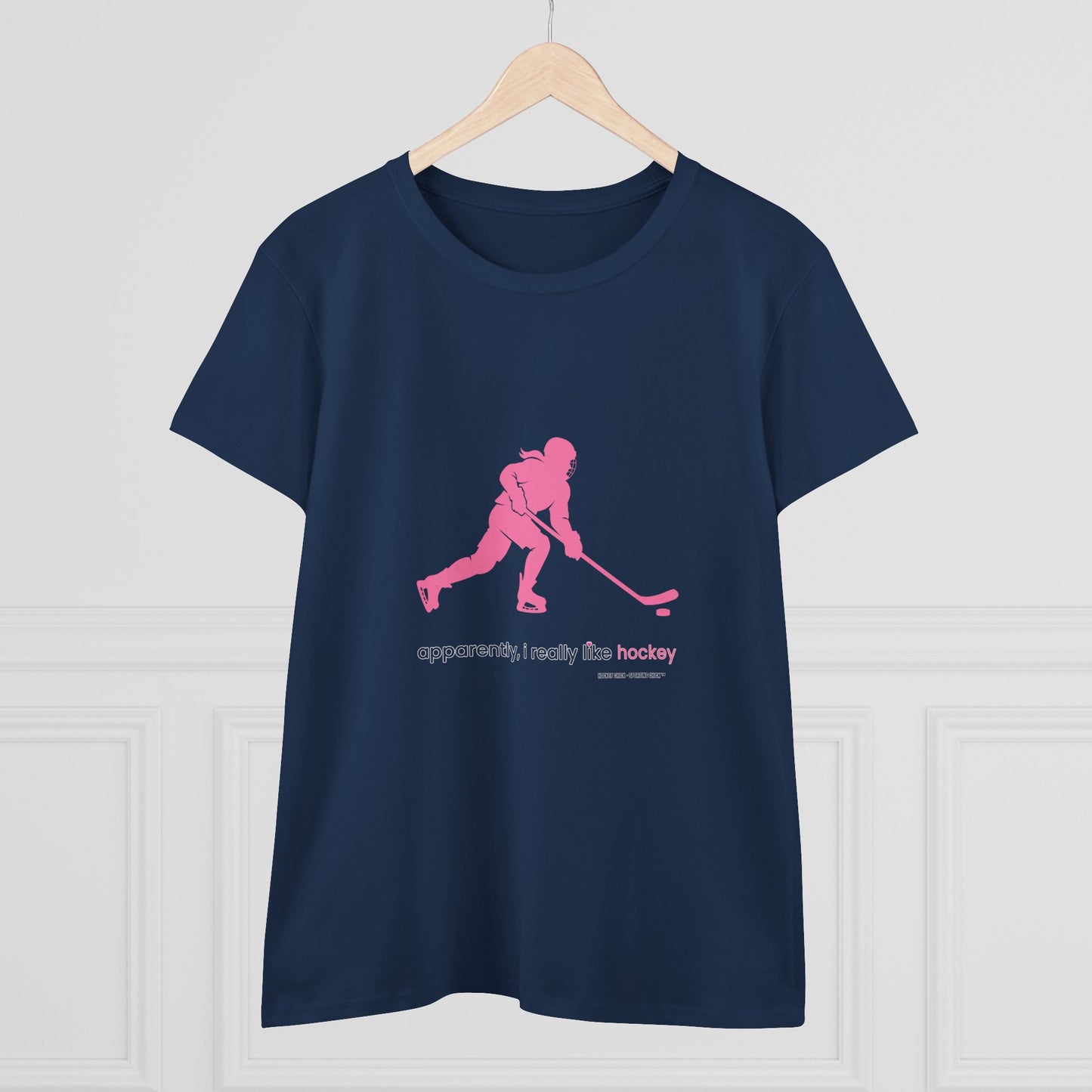 apparently, i really like hockey (pink) - Hockey T shirt
