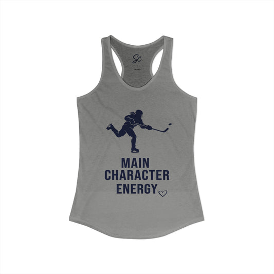 Main Character Energy - Hockey Racer Back Tank