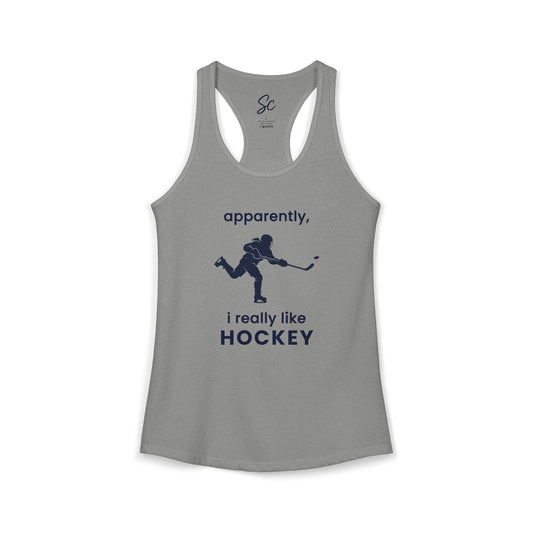 apparently, i really like hockey - Hockey Racer Back Tank