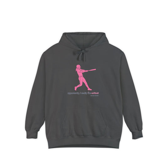 apparently i really like softball - Hoodie (pink)