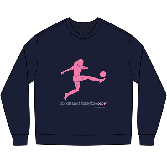 apparently, i really like soccer - long sleeve (pink)