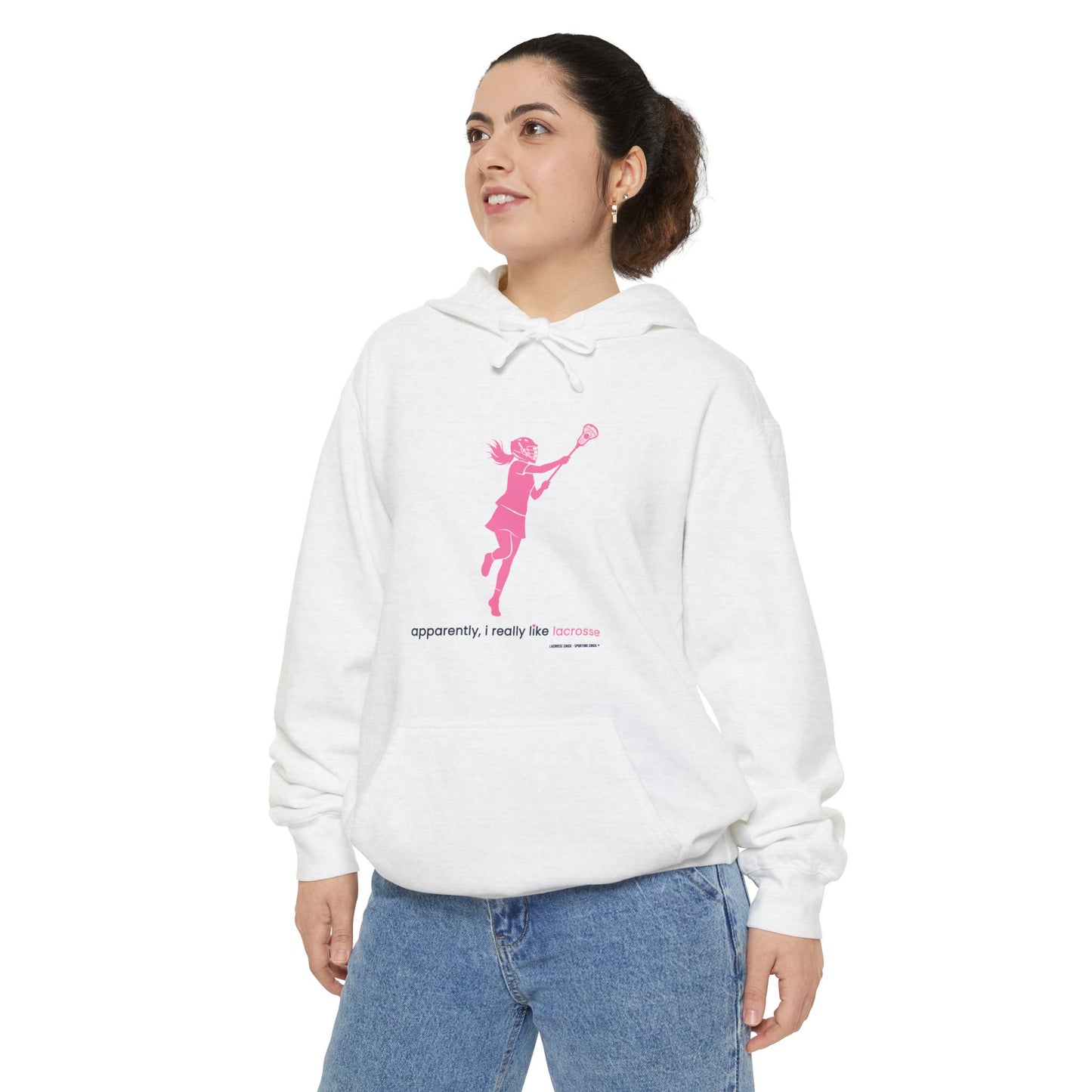 apparently i really like lacrosse - Hoodie (pink)