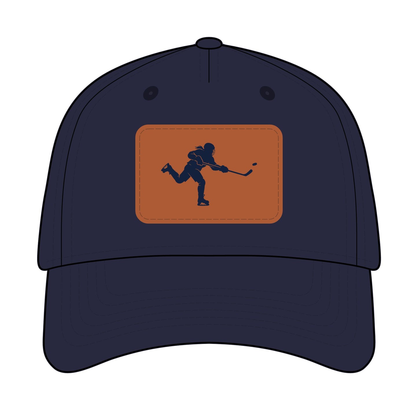 Hockey Chick  Baseball Cap with Leather Patch