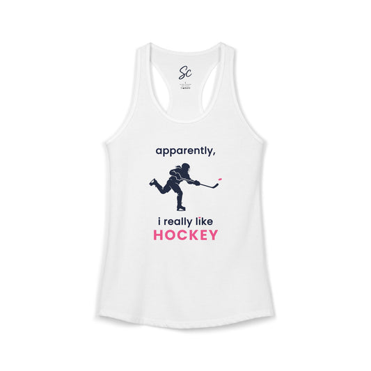 apparently, i really like hockey - Hockey Racer Back Tank