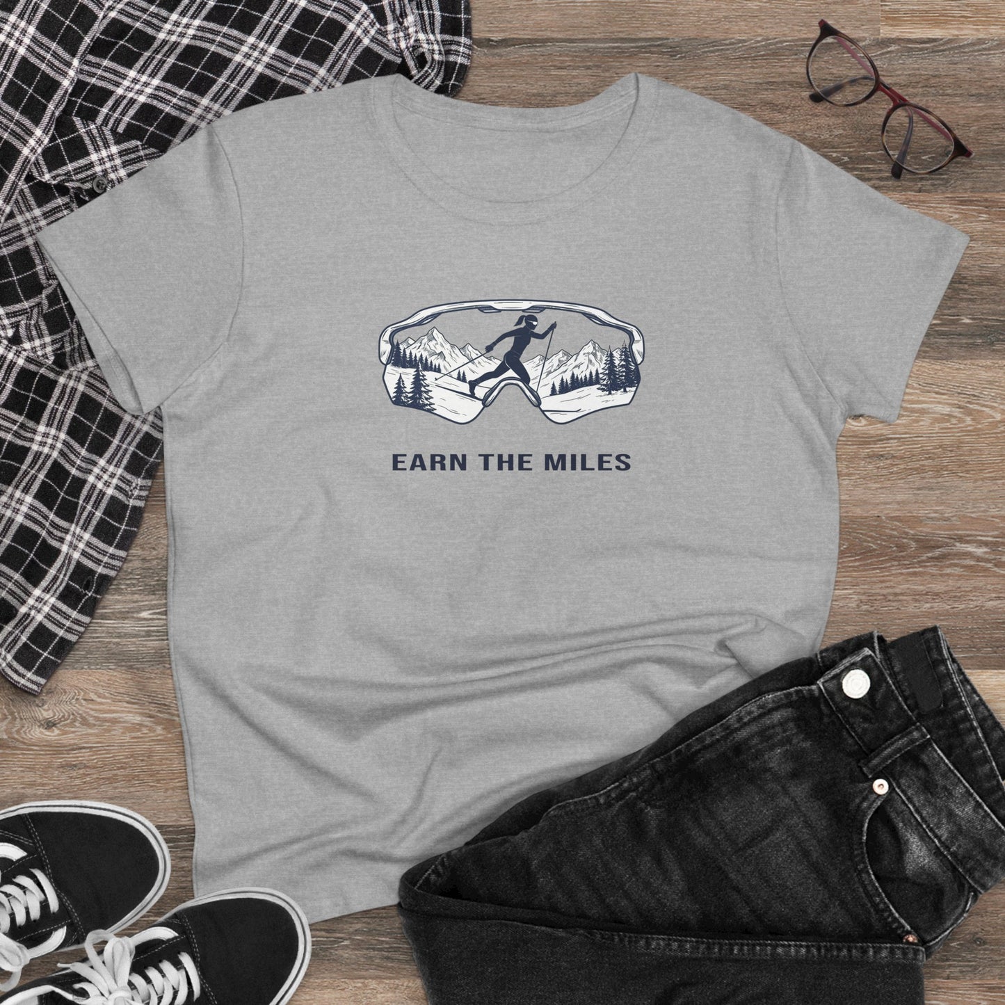 Earn the miles (snow) - Cross Country Ski T