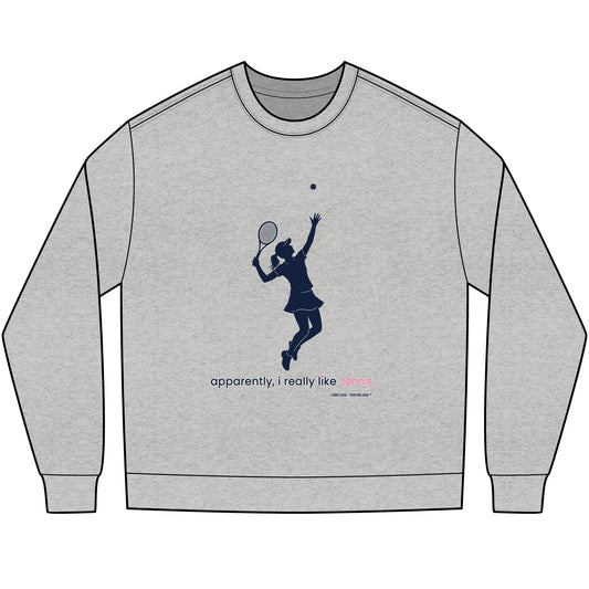 apparently, i really like tennis - long sleeve (blue)