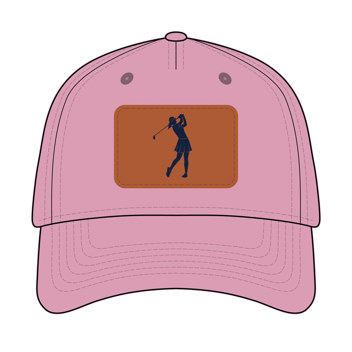 Golf Chick white and navy Baseball Cap with Leather Patch