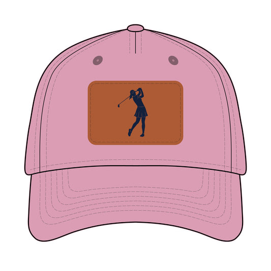 Golf Chick white and navy Baseball Cap with Leather Patch