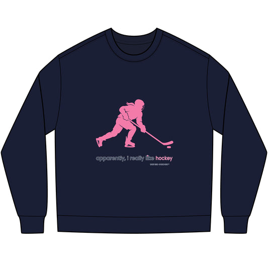 apparently, i really like hockey - long sleeve (pink)