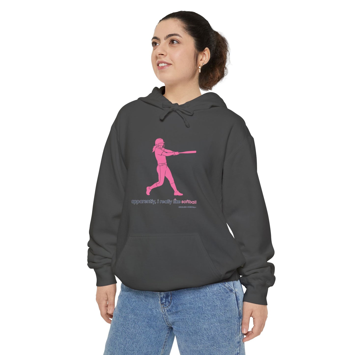 apparently i really like softball - Hoodie (pink)