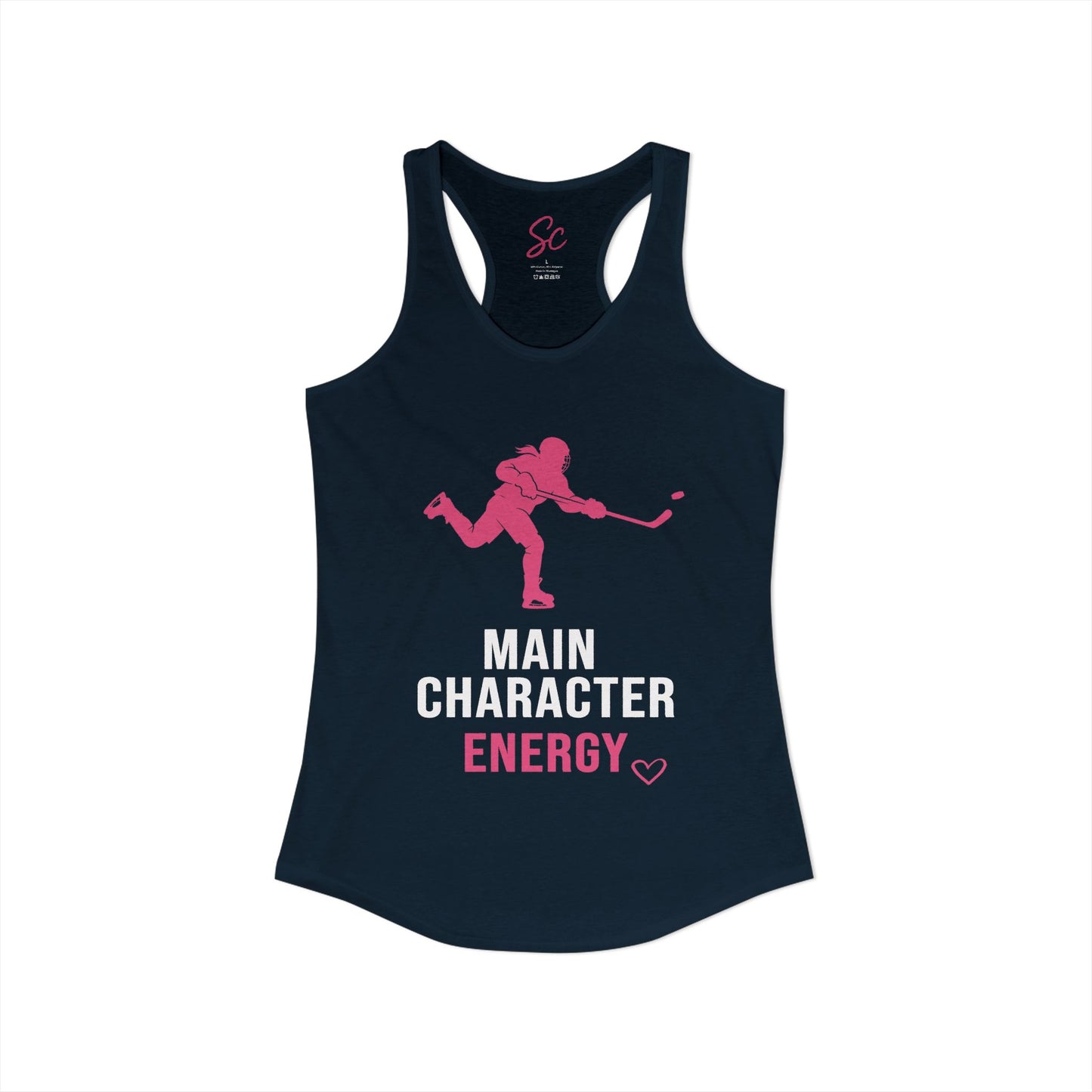 Main Character Energy - Hockey Racer Back Tank