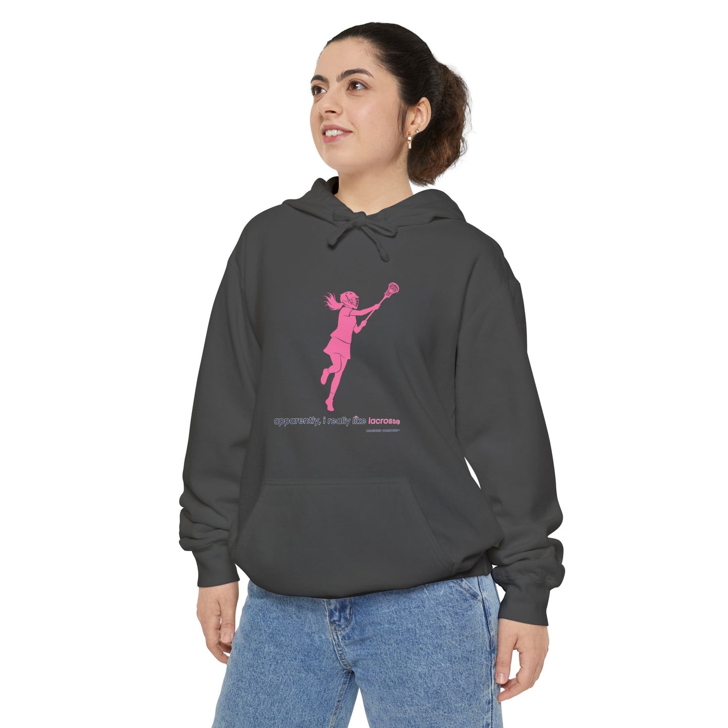 apparently i really like lacrosse - Hoodie (pink)