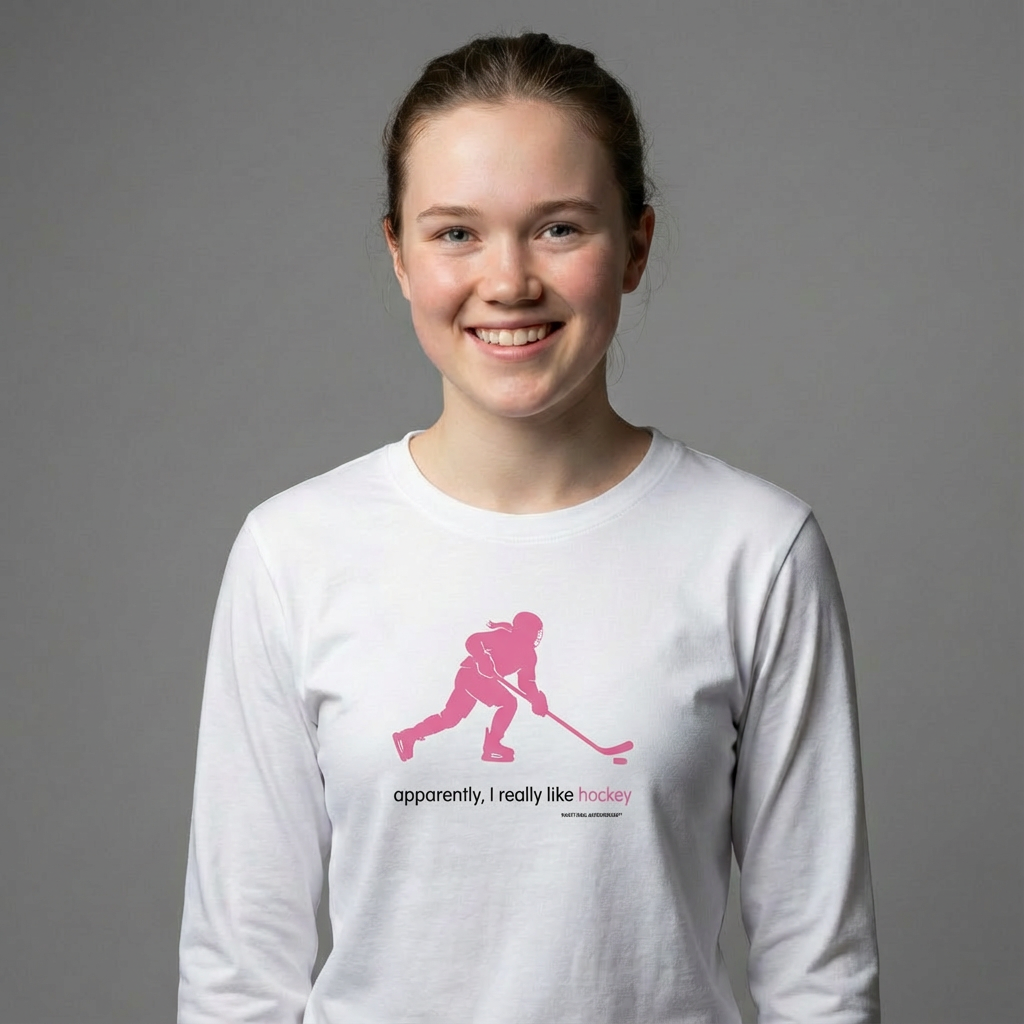 apparently, i really like hockey (pink) - Hockey long sleeve