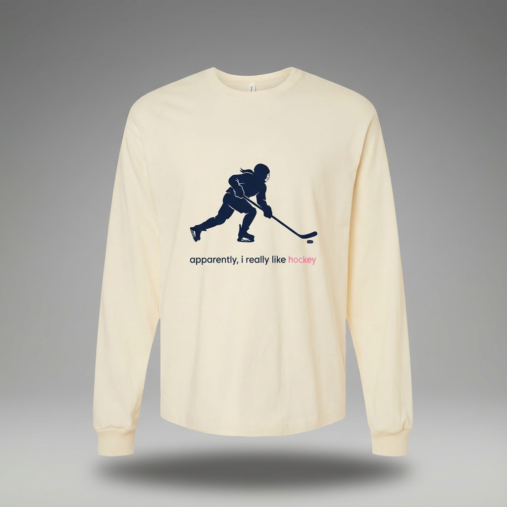 apparently, i really like hockey (blue) - Hockey long sleeve