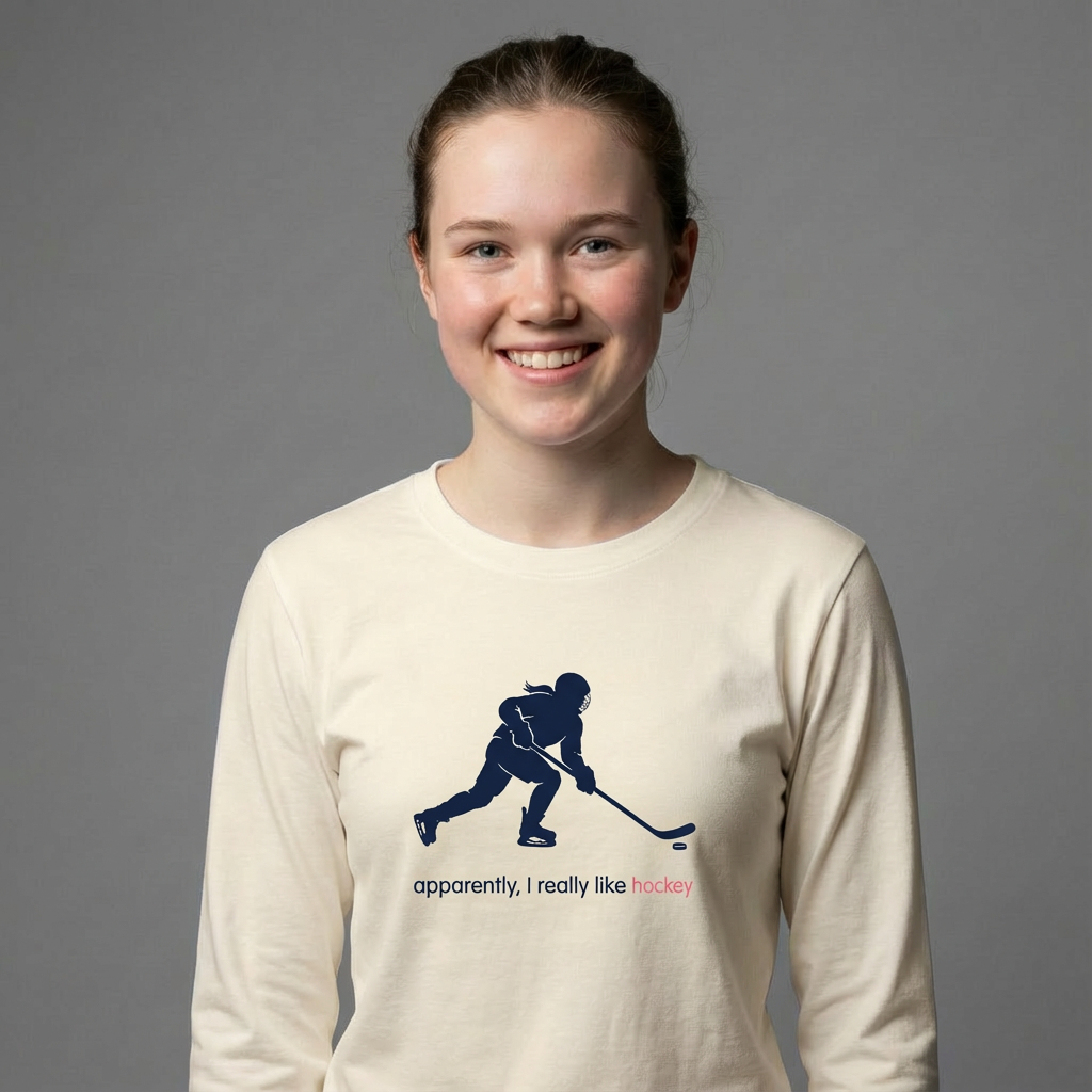 apparently, i really like hockey (blue) - Hockey long sleeve